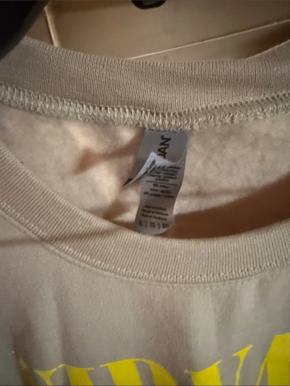 NIRVANA Beige Crewneck with Yellow Logo and Multicolor Tie-Dye Smiley